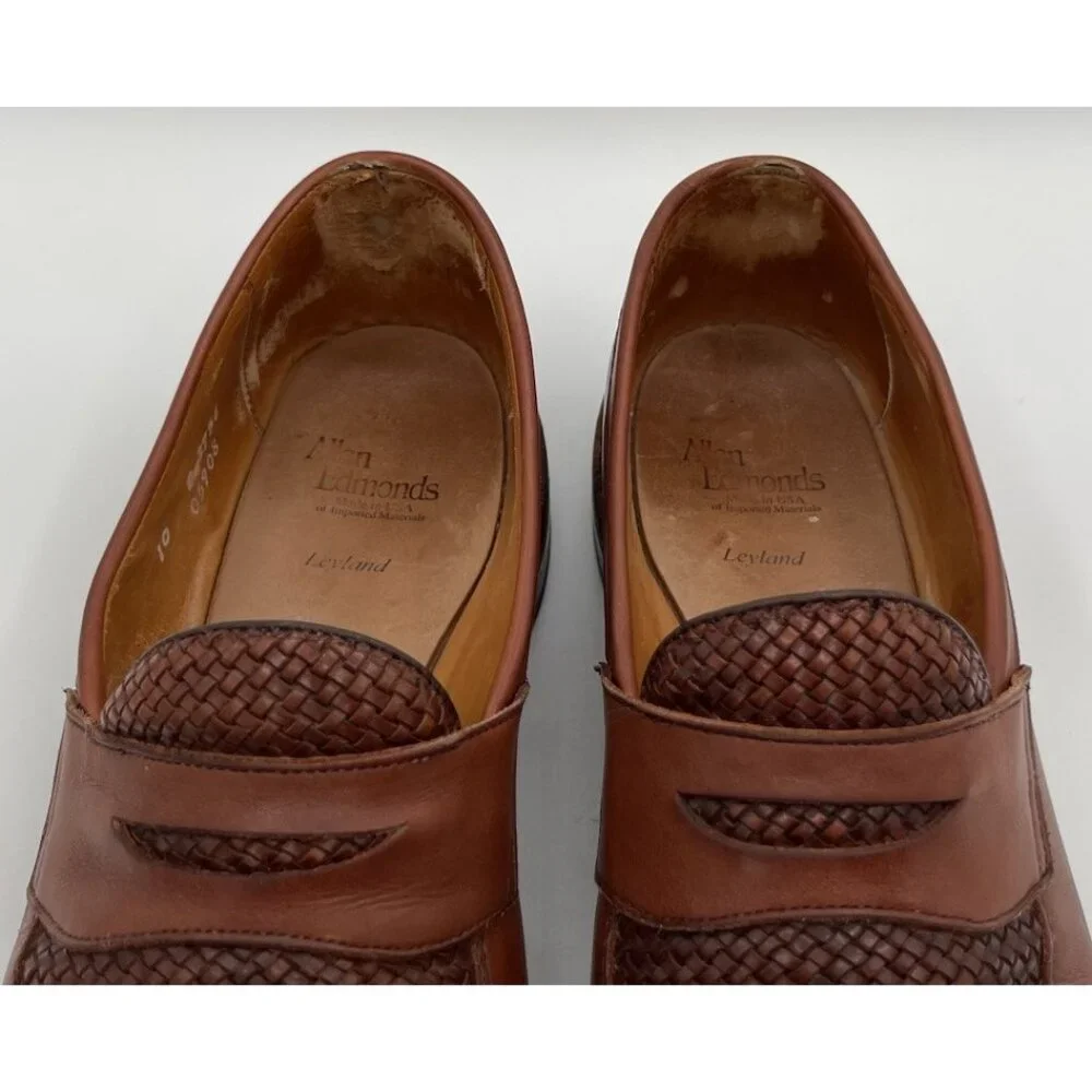 Allen Edmonds Leyland Chili Brown Leather Penny Loafer Dress Shoes Men's 10D